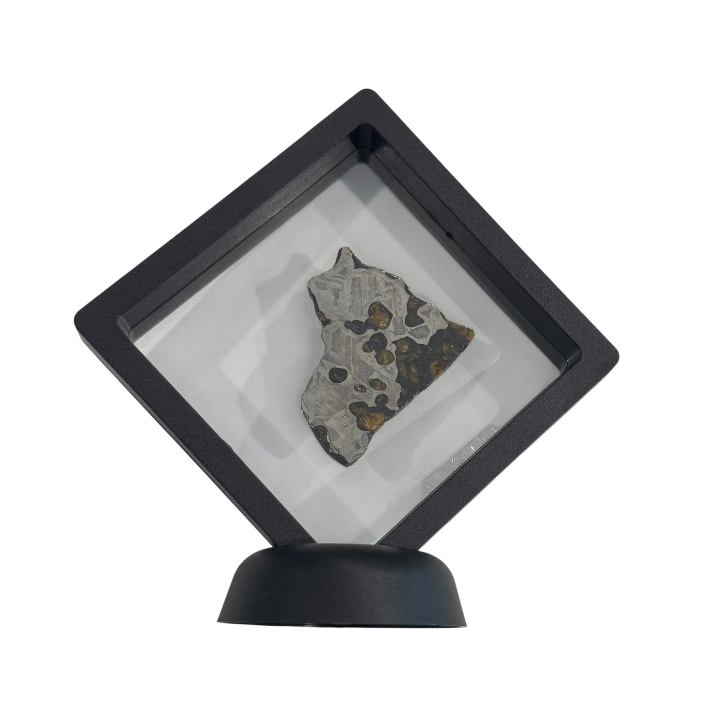 Brenham Pallasite Slice 15 grams in stand