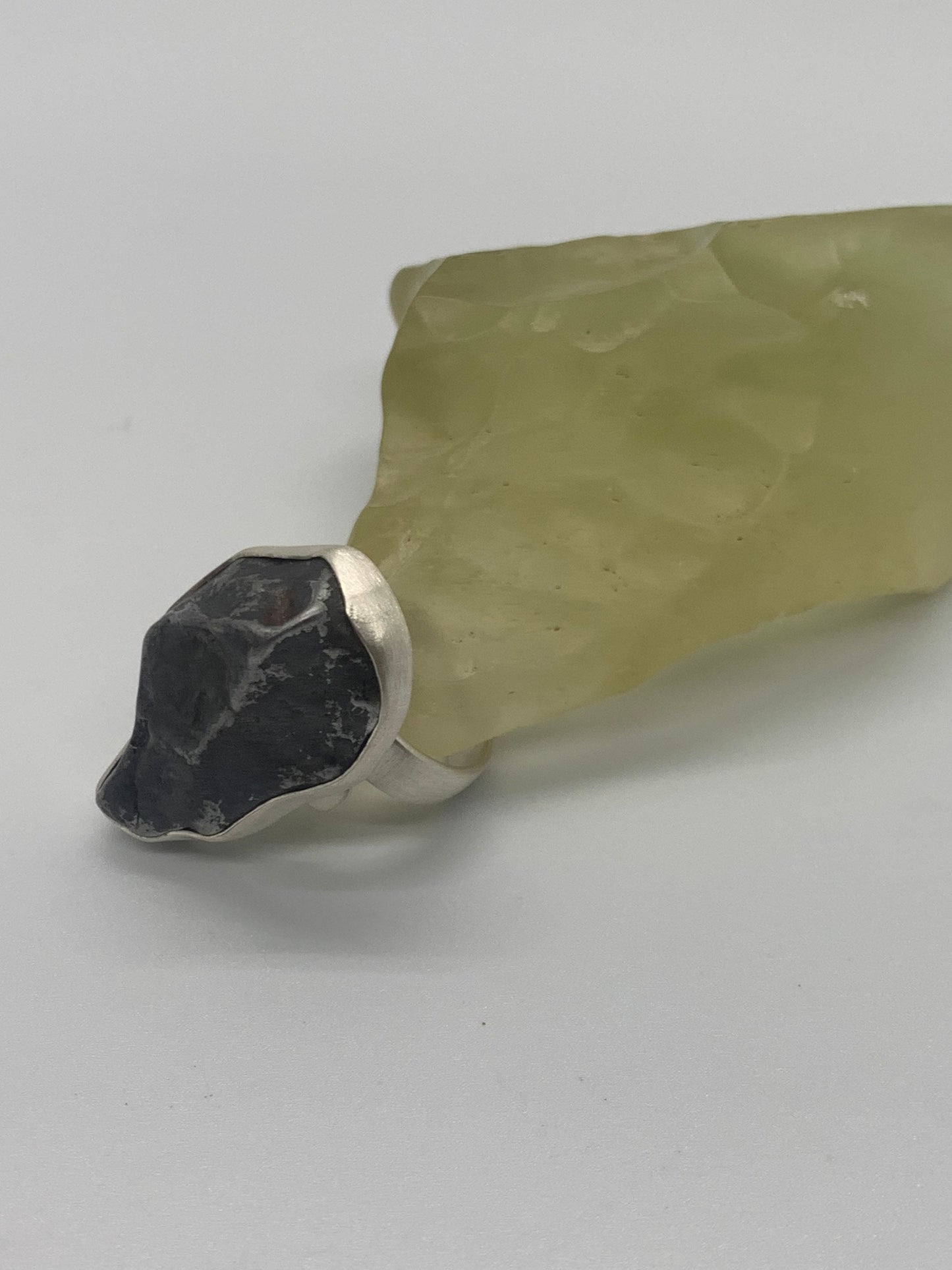 Raw meteorite nugget ring