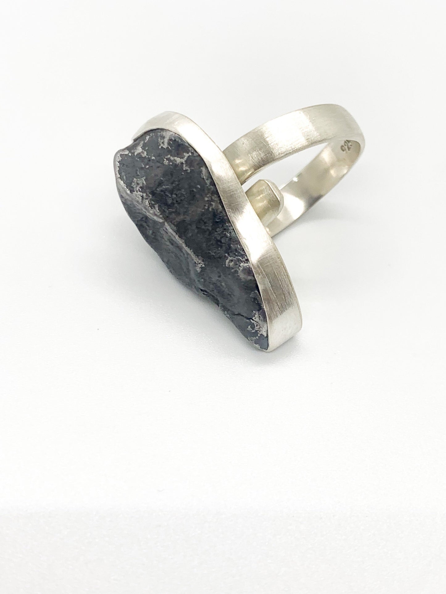 Raw meteorite nugget ring