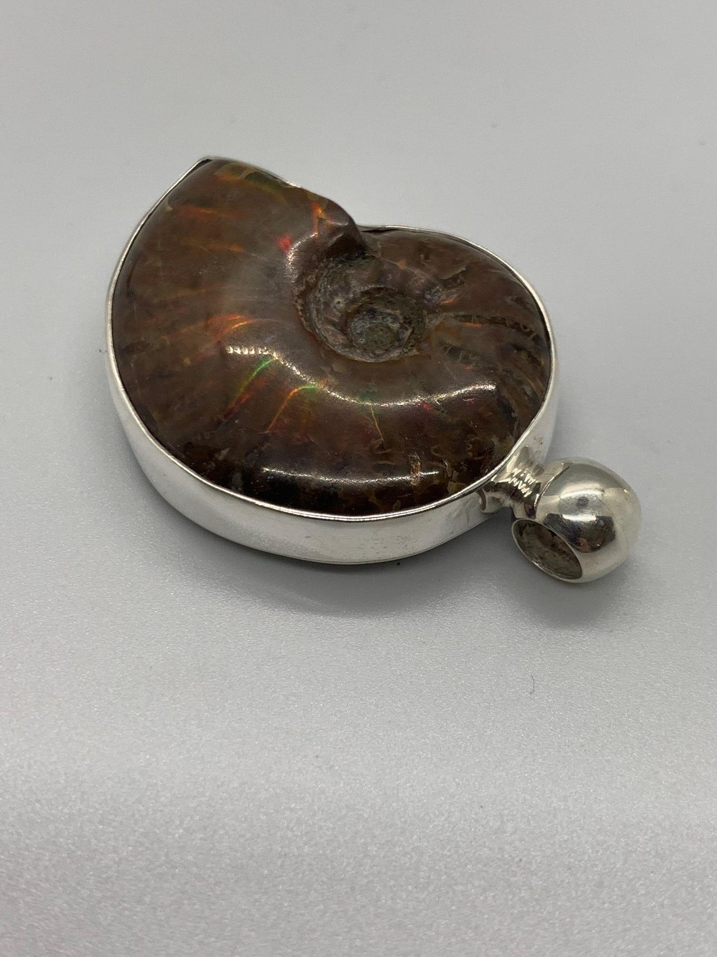 Ammonite pendant in sterling chrome silver