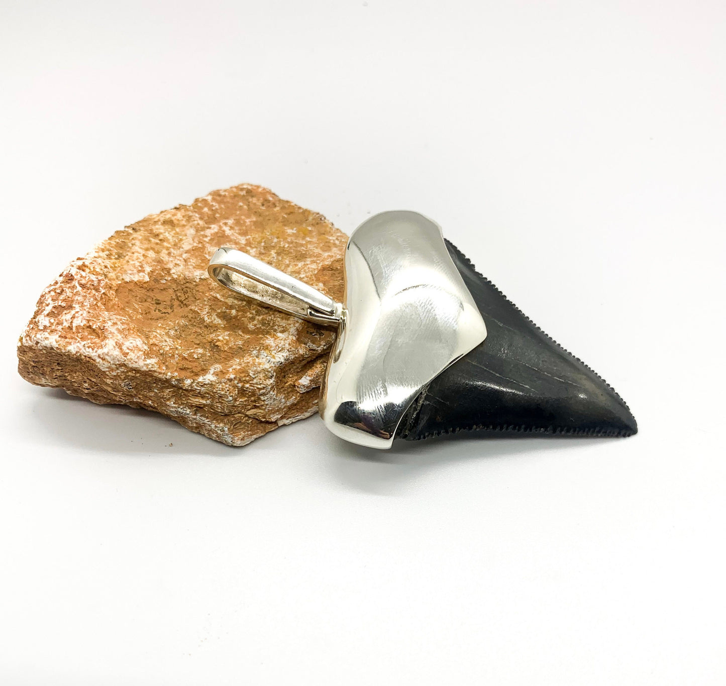 Sterling Cromo Silver Megalodon tooth pendent