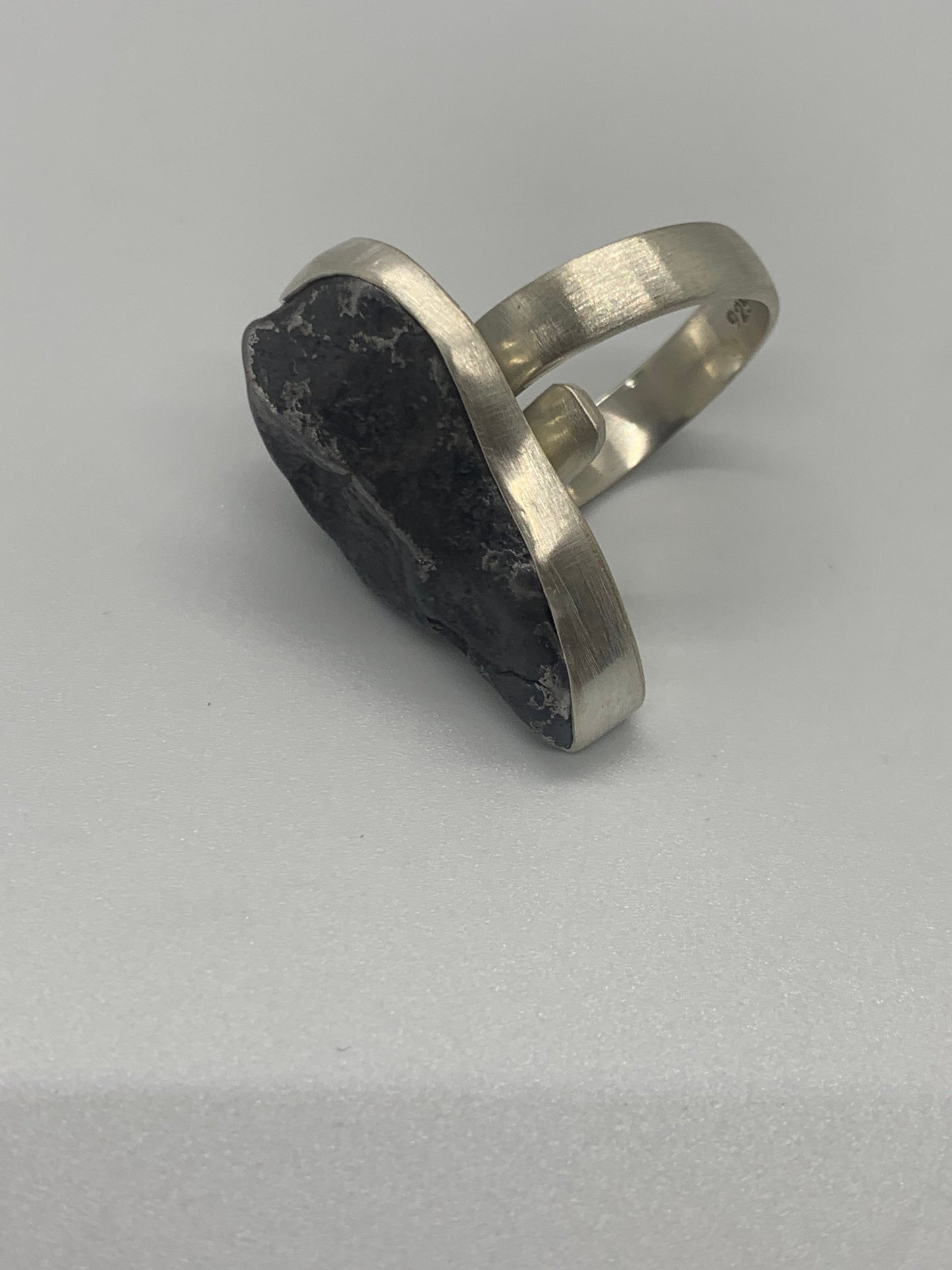 Raw meteorite nugget ring