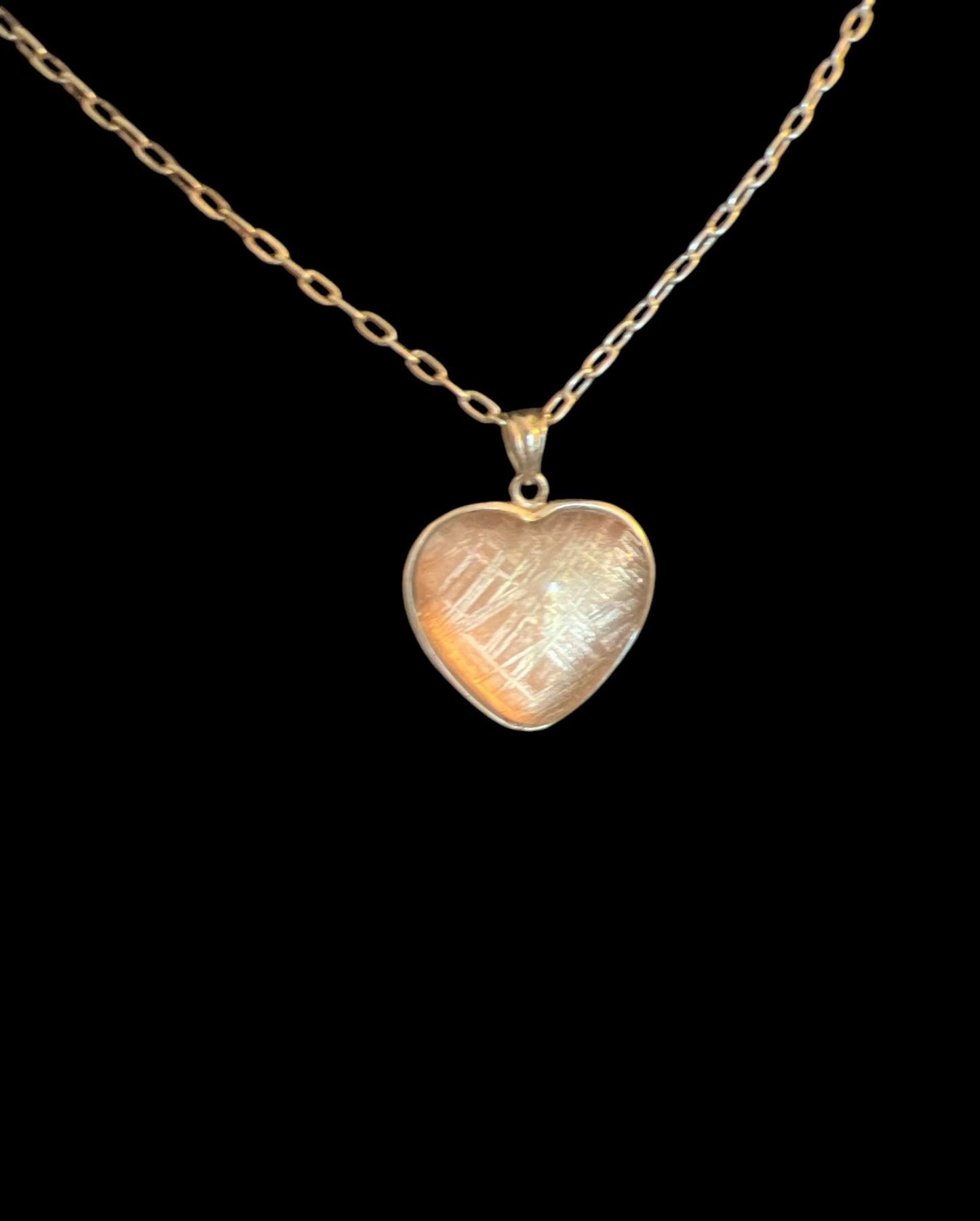 Heart-Shaped Muonionalusta Meteorite Pendant | Sterling Silver