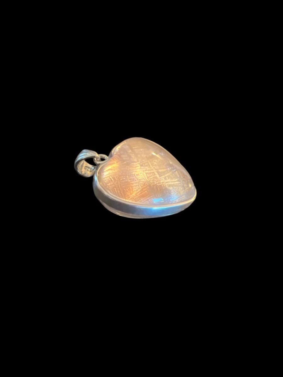 Heart-Shaped Muonionalusta Meteorite Pendant | Sterling Silver