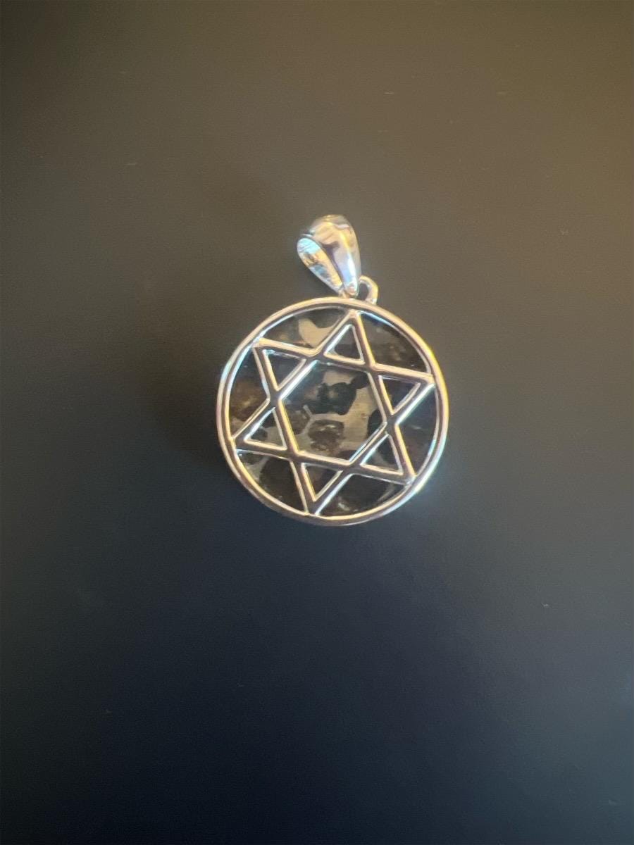 Star of David Sericho Pallasite Meteorite Pendant | Sterling Silver