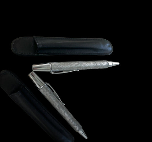 German made meteorite and stainless steel pen