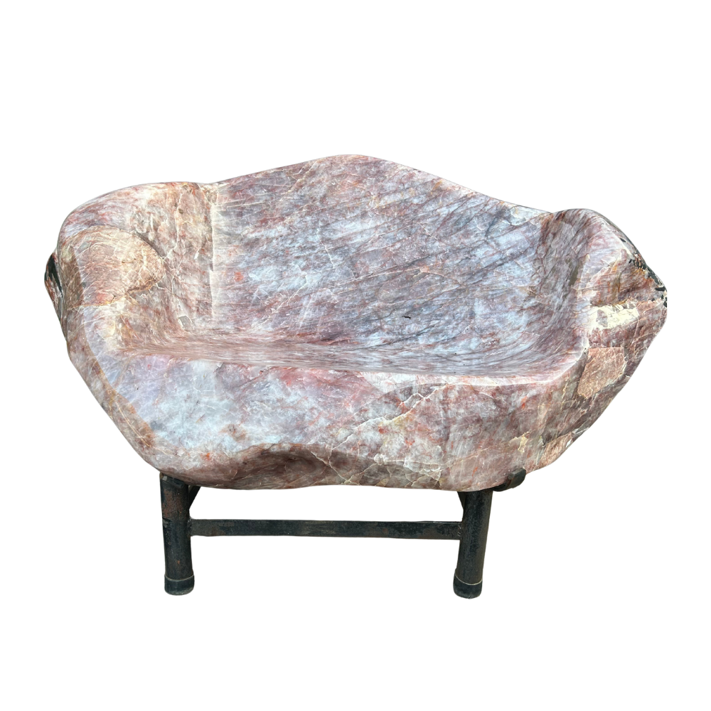 Red Quartz with Tourmaline Seat