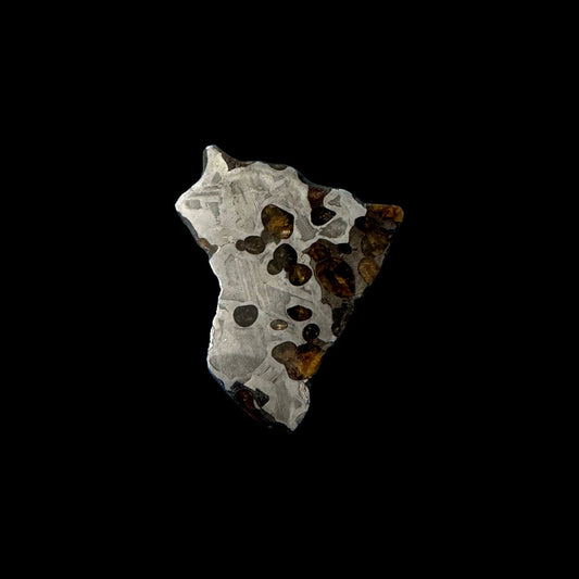 Brenham Pallasite Slice 15 grams in stand