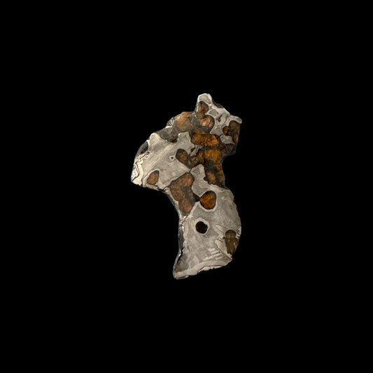 Brenham Pallasite Slice 28 grams in stand