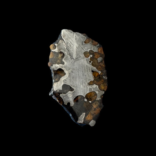 Brenham Pallasite Slice 53 grams in stand