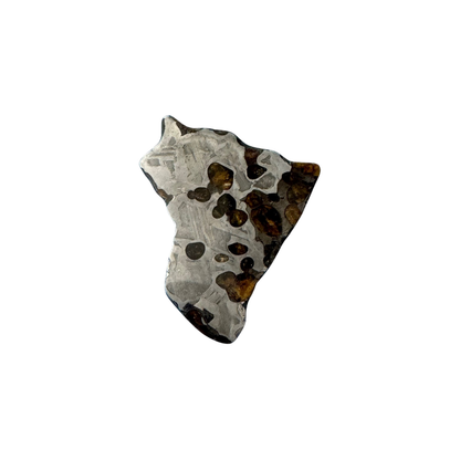 Brenham Pallasite Slice 15 grams in stand