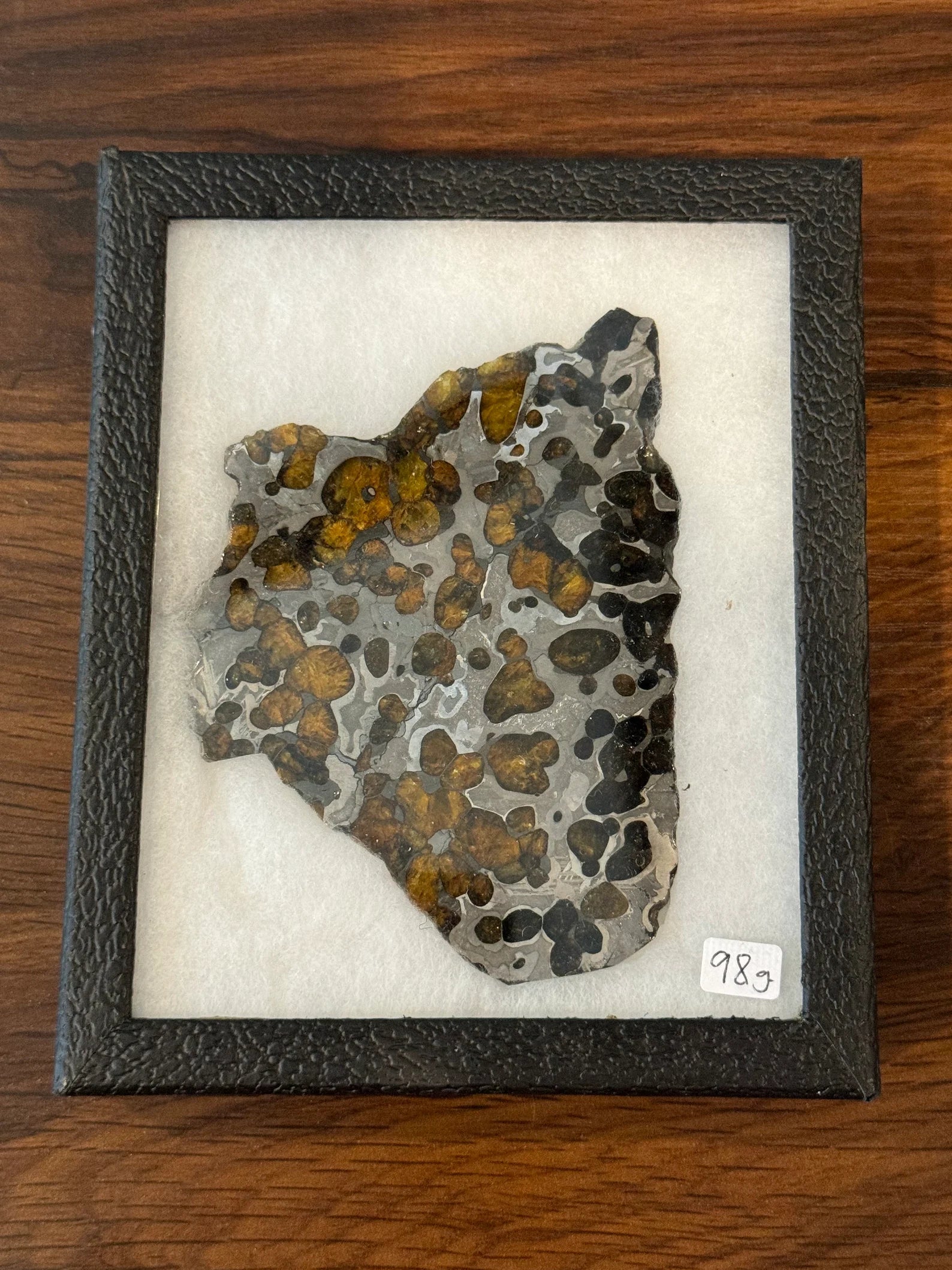 Brenham Pallasite Slice 98 grams