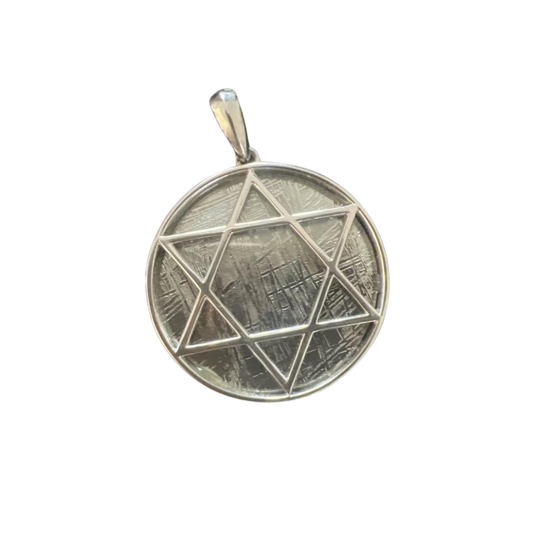 Star of David Muonionalusta Meteorite Pendant | Sterling Silver