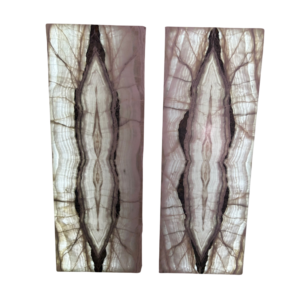 Pair of Wall Mounted Onyx Luminaries