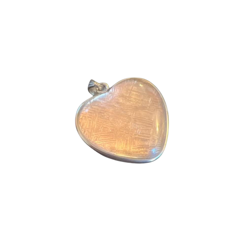 Heart-Shaped Muonionalusta Meteorite Pendant | Sterling Silver