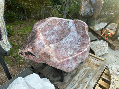 Red Quartz with Tourmaline Seat