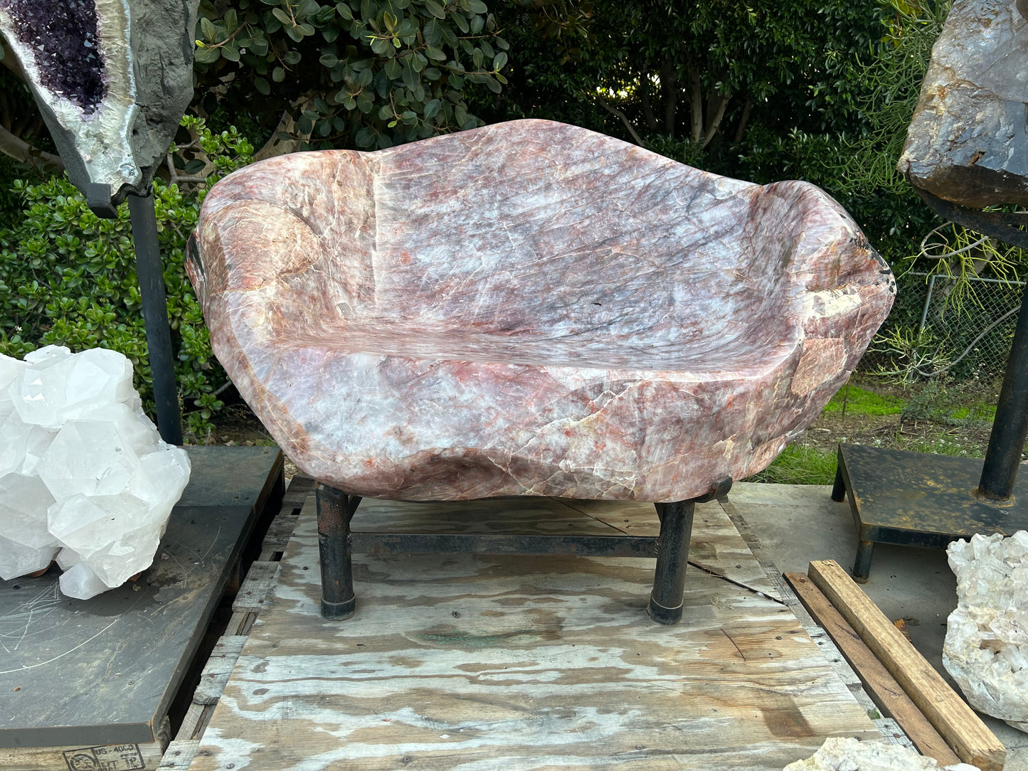 Red Quartz with Tourmaline Seat
