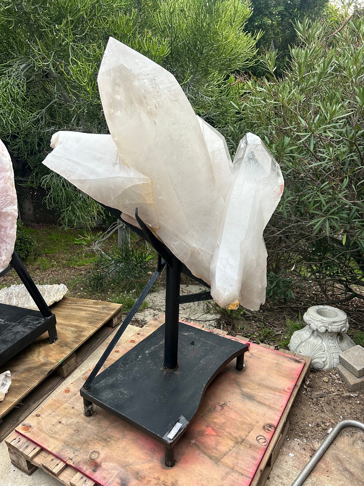 Massive Quartz Point Group on Stand