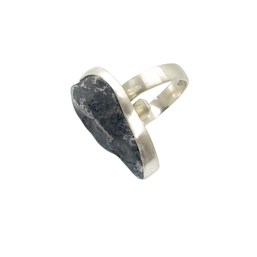 Raw meteorite nugget ring