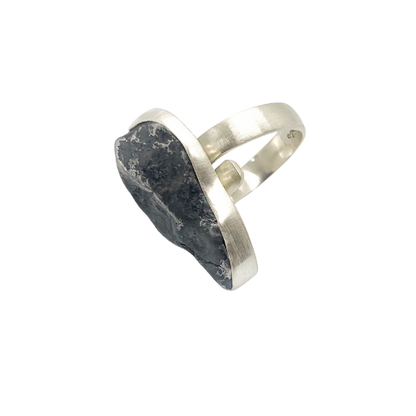 Raw meteorite nugget ring