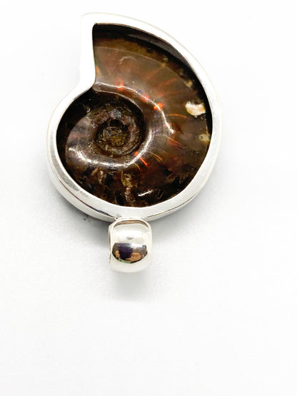 Ammonite pendant in sterling chrome silver