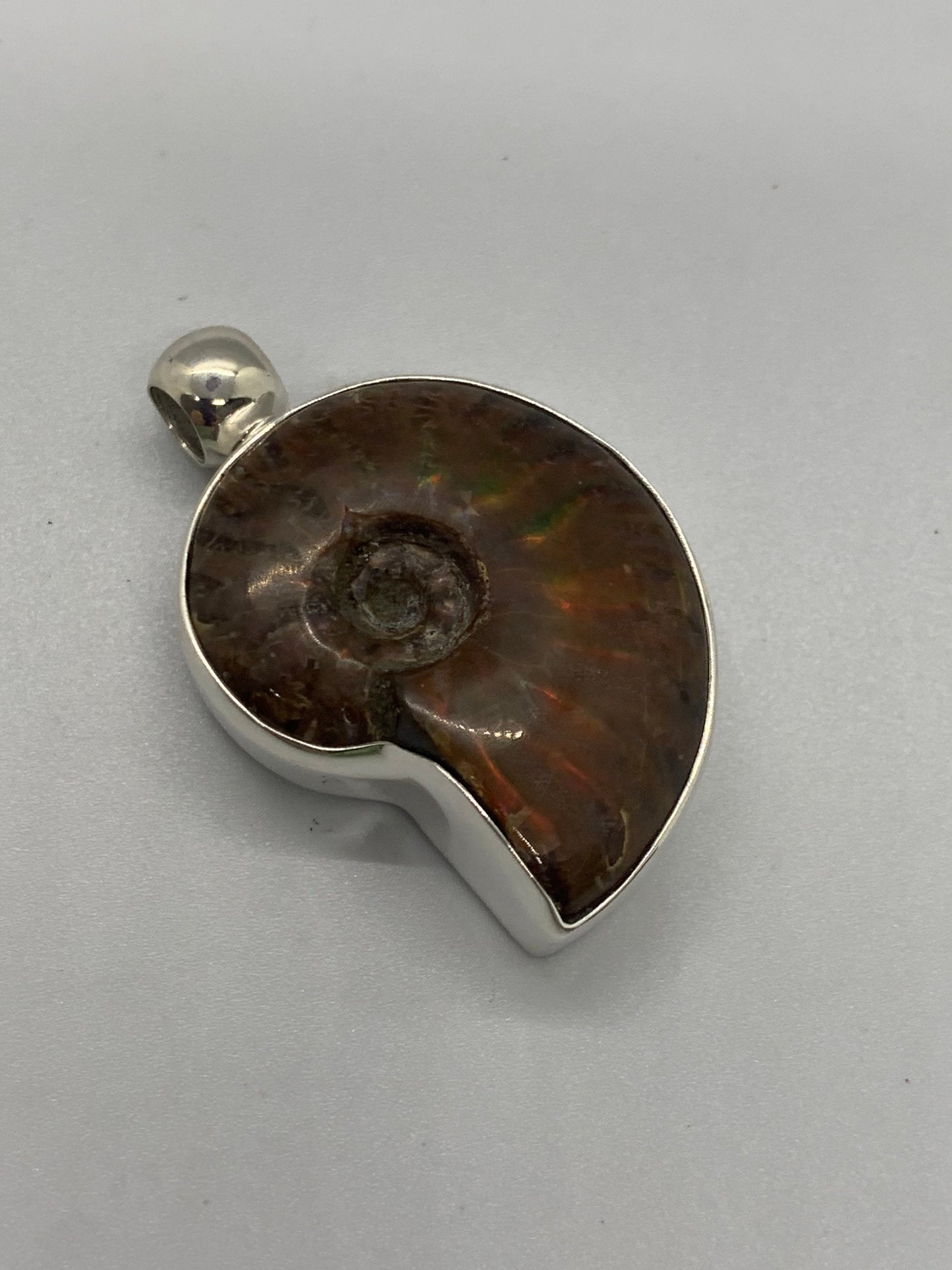 Ammonite pendant in sterling chrome silver