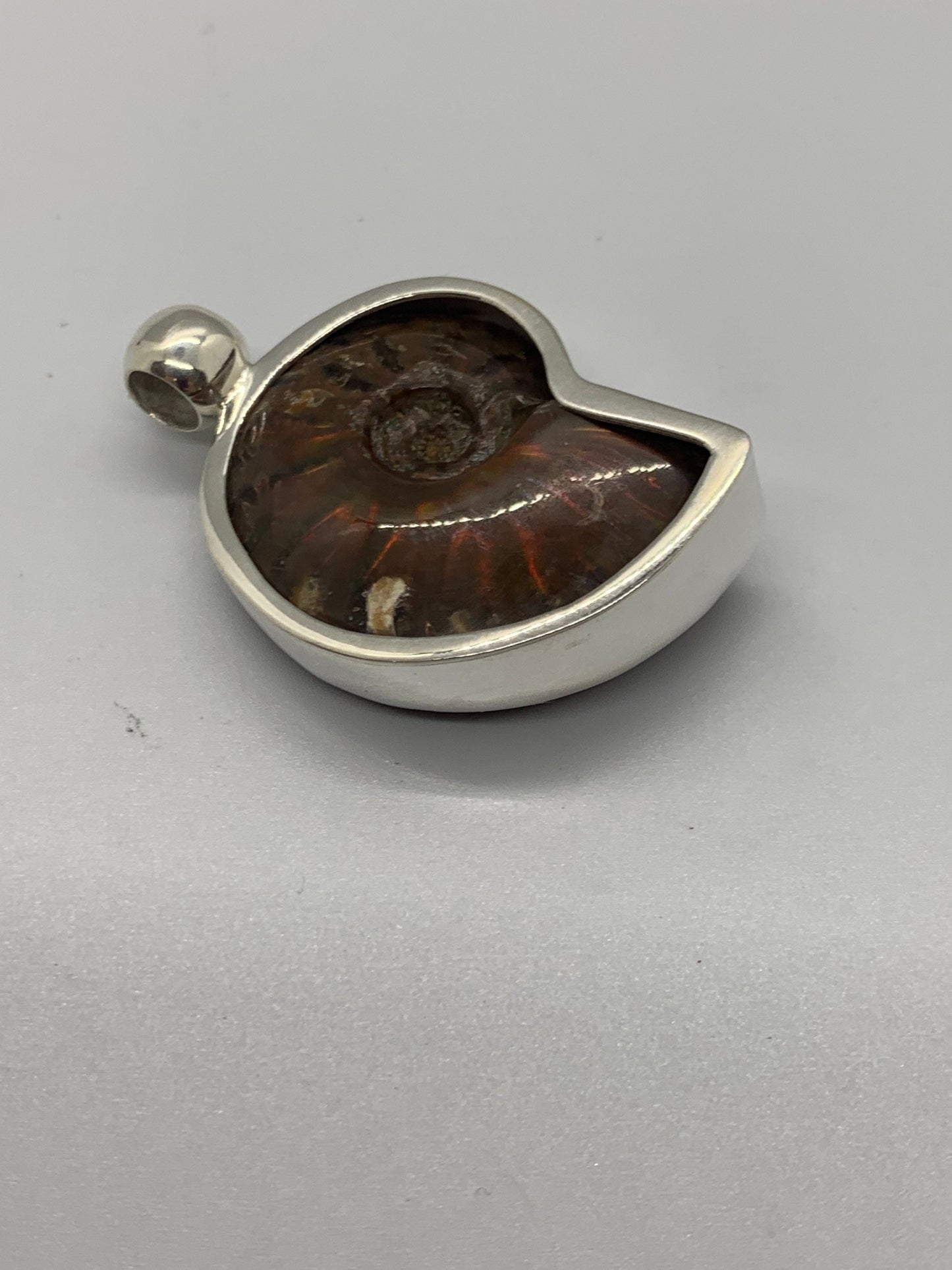 Ammonite pendant in sterling chrome silver