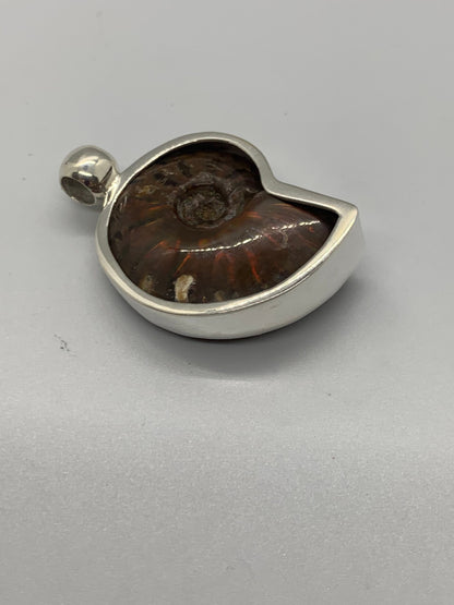 Ammonite pendant in sterling chrome silver