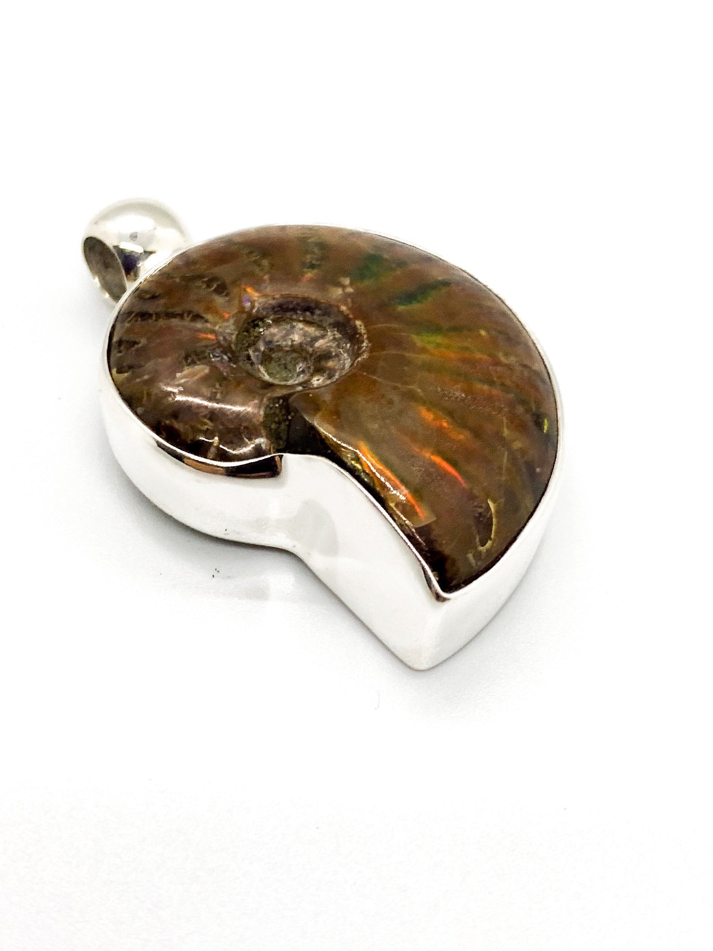 Ammonite pendant in sterling chrome silver