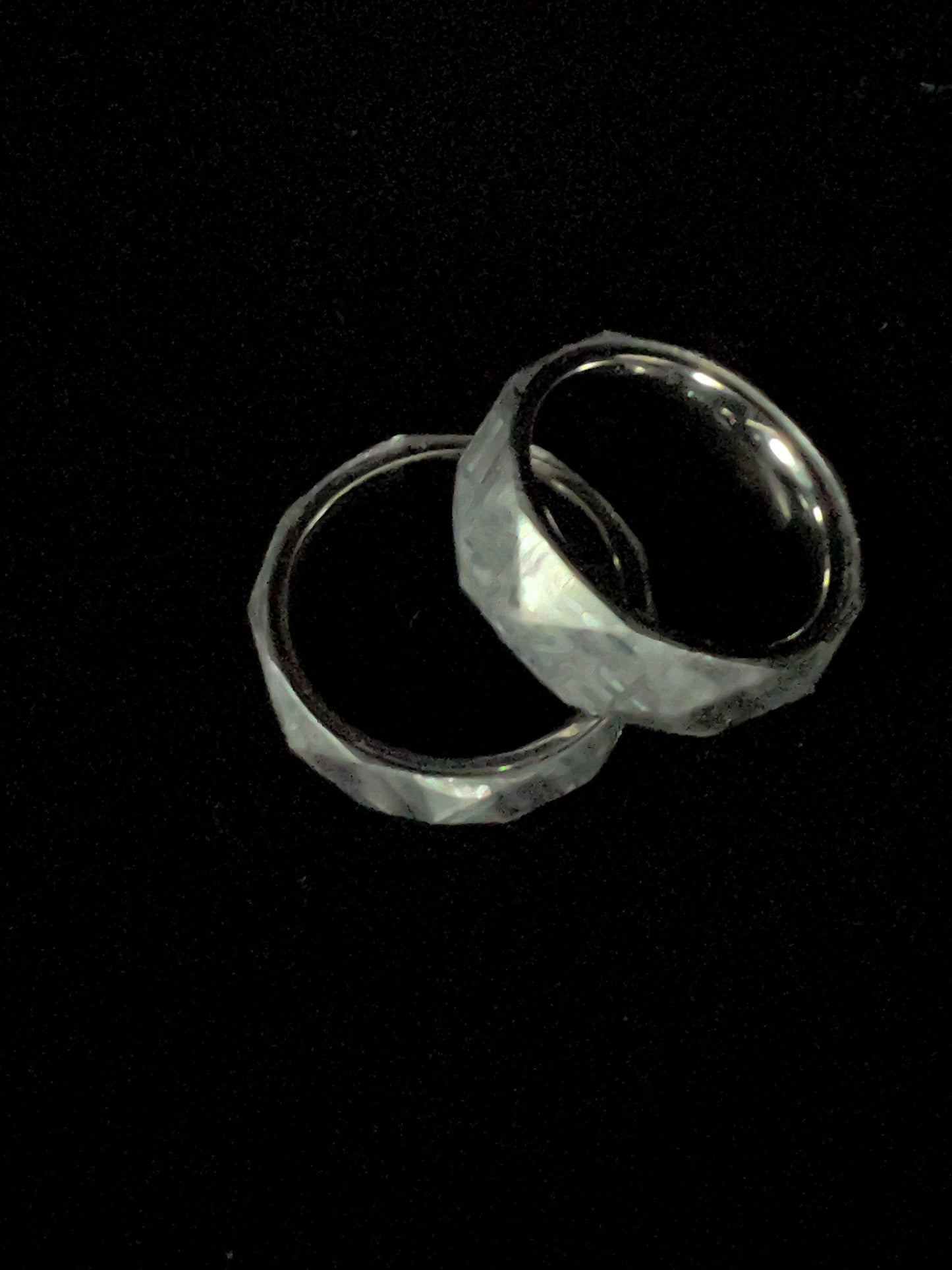 Faceted meteorite ring silver insert