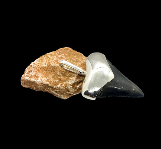 Sterling Cromo Silver Megalodon tooth pendent