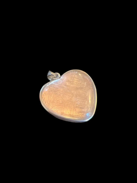 Heart-Shaped Muonionalusta Meteorite Pendant | Sterling Silver