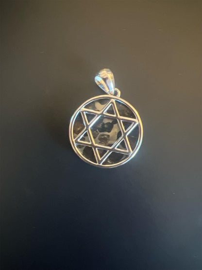 Star of David Sericho Pallasite Meteorite Pendant | Sterling Silver