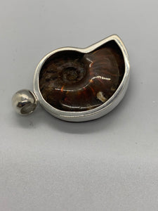Ammonite pendant in sterling chrome silver